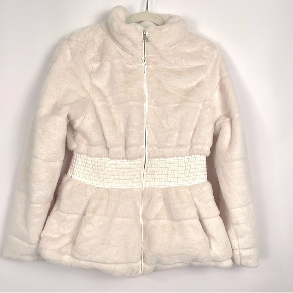 Cavalini Ivory Faux Fur Coat Jacket sz Medium - Picture 1 of 7